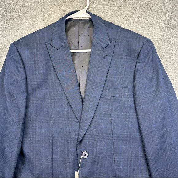 Vinci Philosophy Blazer Mens 38R Blue Plaid 2 Button Business Casual Wedding NEW - Picture 2 of 16